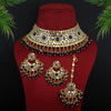 Black Color Kundan Mirror Choker Necklace Set (MRN126BLK)