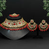 Red Color Kundan Mirror Choker Necklace Set (MRN126RED)