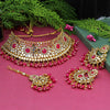 Rani Color Kundan Mirror Choker Necklace Set (MRN126RNI)