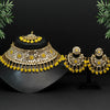 Yellow Color Kundan Mirror Choker Necklace Set (MRN126YLW)