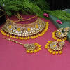 Yellow Color Kundan Mirror Choker Necklace Set (MRN126YLW)