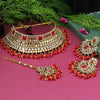 Red Color Kundan Mirror Choker Necklace Set (MRN127RED)