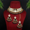 Black Color Kundan Mirror Choker Necklace Set (MRN128BLK)
