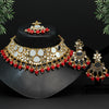 Red Color Kundan Mirror Choker Necklace Set (MRN128RED)