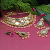 Pink Color Kundan Mirror Choker Necklace Set (MRN129PNK)