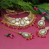 Rani Color Kundan Mirror Choker Necklace Set (MRN129RNI)