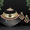 Pink Color Kundan Mirror Choker Necklace Set (MRN130PNK)