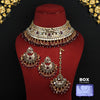 Dark Maroon Color Kundan Mirror Choker Necklace Set (MRN133DMRN)