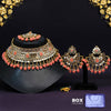 Dark Peach Color Kundan Mirror Choker Necklace Set (MRN133DPCH)