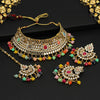 Multi Color Kundan Mirror Choker Necklace Set (MRN133MLT)