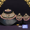 Pink Color Kundan Mirror Choker Necklace Set (MRN133PNK)
