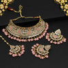 Pink Color Kundan Mirror Choker Necklace Set (MRN133PNK)