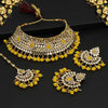 Yellow Color Kundan Mirror Choker Necklace Set (MRN133YLW)