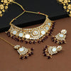 Dark Maroon Color Kundan Mirror Choker Necklace Set (MRN134DMRN)
