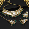Green Color Kundan Mirror Choker Necklace Set (MRN134GRN)