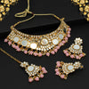 Pink Color Kundan Mirror Choker Necklace Set (MRN134PNK)