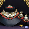 Red Color Kundan Mirror Choker Necklace Set (MRN134RED)