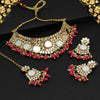 Rani Color Kundan Mirror Choker Necklace Set (MRN134RNI)