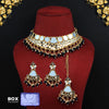 Black Color Kundan Mirror Choker Necklace Set (MRN135BLK)