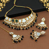 Black Color Kundan Mirror Choker Necklace Set (MRN135BLK)