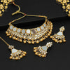 Gold Color Kundan Mirror Choker Necklace Set (MRN135GLD)