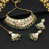 Green Color Kundan Mirror Choker Necklace Set (MRN135GRN)