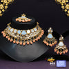 Peach Color Kundan Mirror Choker Necklace Set (MRN135PCH)