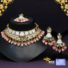 Pink Color Kundan Mirror Choker Necklace Set (MRN135PNK)