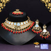 Red Color Kundan Mirror Choker Necklace Set (MRN135RED)