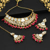 Rani Color Kundan Mirror Choker Necklace Set (MRN135RNI)