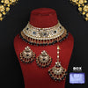 Black Color Kundan Mirror Choker Necklace Set (MRN136BLK)