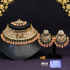 Peach Color Kundan Mirror Choker Necklace Set (MRN136PCH)