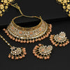 Peach Color Kundan Mirror Choker Necklace Set (MRN136PCH)