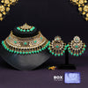 Parrot Green Color Kundan Mirror Choker Necklace Set (MRN136PGRN)
