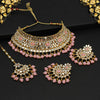 Pink Color Kundan Mirror Choker Necklace Set (MRN136PNK)