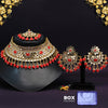 Red Color Kundan Mirror Choker Necklace Set (MRN136RED)