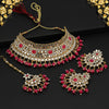 Rani Color Kundan Mirror Choker Necklace Set (MRN136RNI)