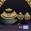 Yellow Color Kundan Mirror Choker Necklace Set (MRN136YLW)
