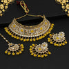 Yellow Color Kundan Mirror Choker Necklace Set (MRN136YLW)