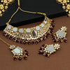Dark Maroon Color Kundan Mirror Choker Necklace Set (MRN137DMRN)