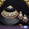 Pink Color Kundan Mirror Choker Necklace Set (MRN137PNK)