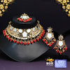 Red Color Kundan Mirror Choker Necklace Set (MRN137RED)