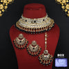 Black Color Kundan Mirror Choker Necklace Set (MRN138BLK)