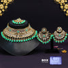Parrot Green Color Kundan Mirror Choker Necklace Set (MRN138PGRN)