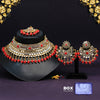 Red Color Kundan Mirror Choker Necklace Set (MRN138RED)