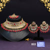 Rani Color Kundan Mirror Choker Necklace Set (MRN138RNI)