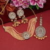 Gold Color Kundan Mirror Choker Necklaces Set (MRN144GLD)
