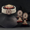 Maroon Color Kundan Mirror Choker Necklaces Set (MRN144MRN)