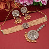 Gold Color Kundan Mirror Choker Necklaces Set (MRN145GLD)