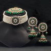 Green Color Kundan Mirror Choker Necklaces Set (MRN145GRN)